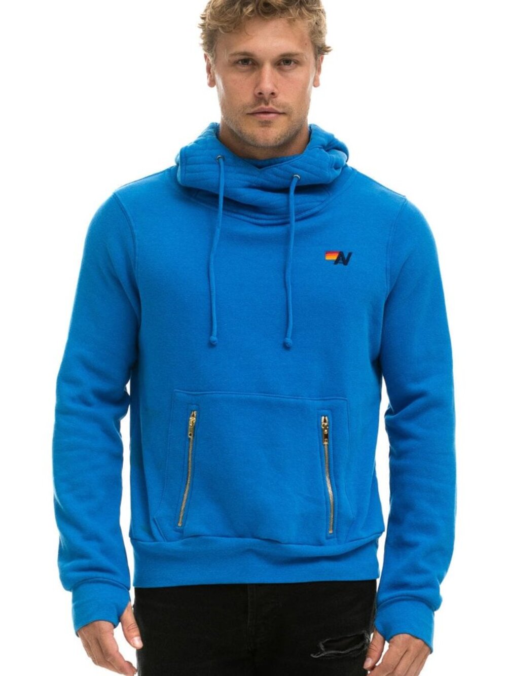 NEW Aviator Nation sz L Ninja Pullover Hoodie Ocean Unisex - Picture 3 of 5